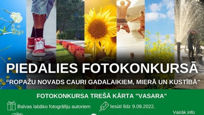 Vasara turpinās! Fotokonkursa 3. kārtā gaidām darbus līdz 9. septembrim