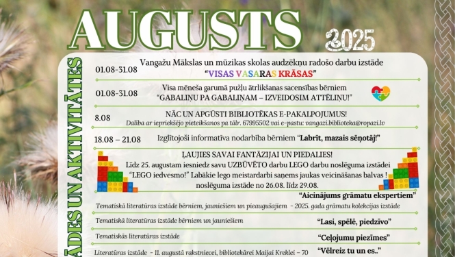 Pasākums Vangaži pilsētas bibliotēkā