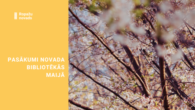 pasākumi bibliotēkās, bildē ziedoši ķirši