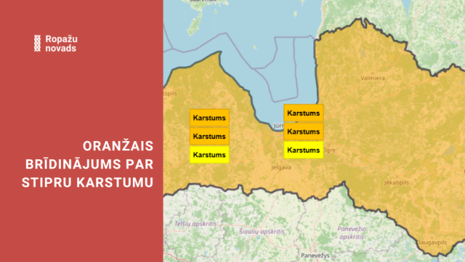oranžais brīdinājums par stipru karstumu