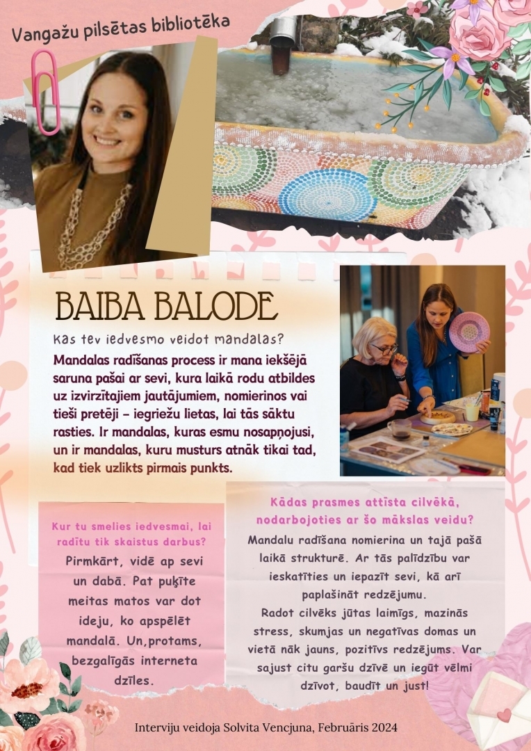 Baibas Balodes mandalu izstāde “Dzīvības zieds” Vangažu pilsētas bibliotēkā