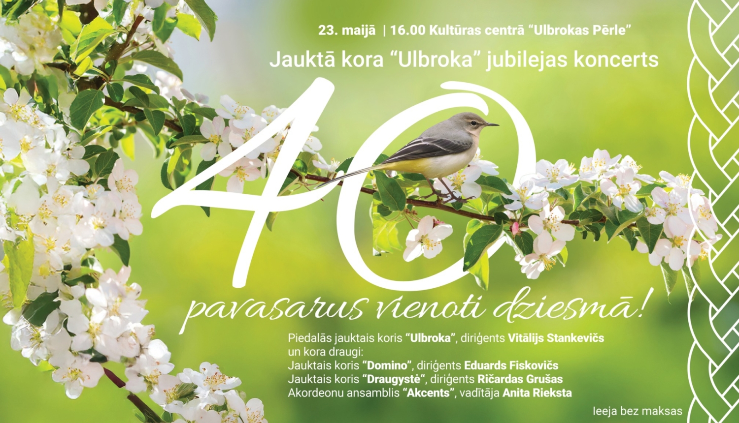 Jauktā kora "Ulbroka" 40 gadu jubilejas koncerts, afiša