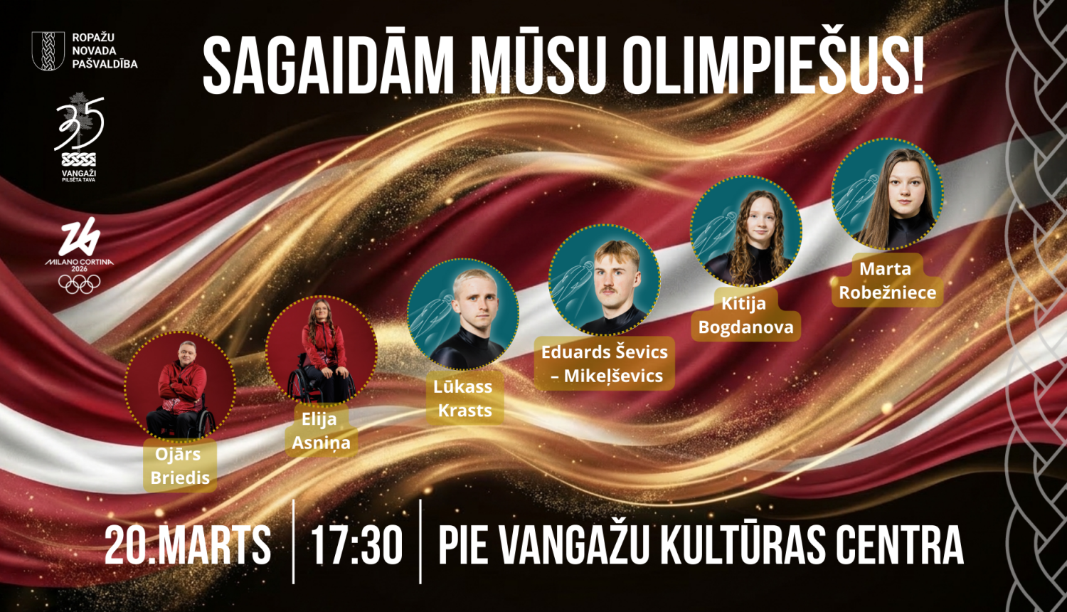 Olimpiešu godināšanas pasākums Vangažos, afiša