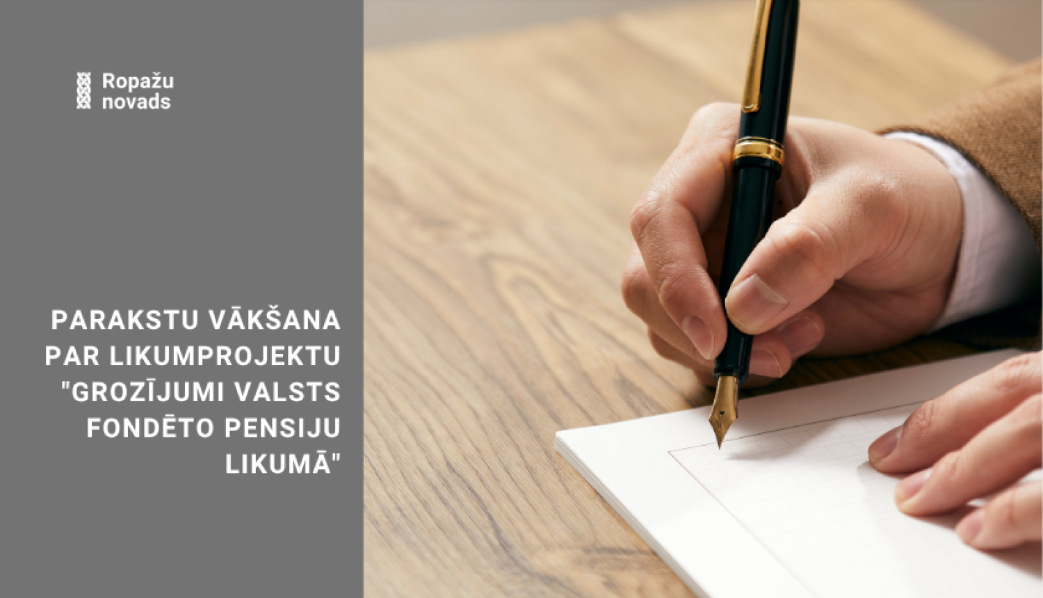 parakstu vākšana, bildē vīrietis tur rokās pildspalvu
