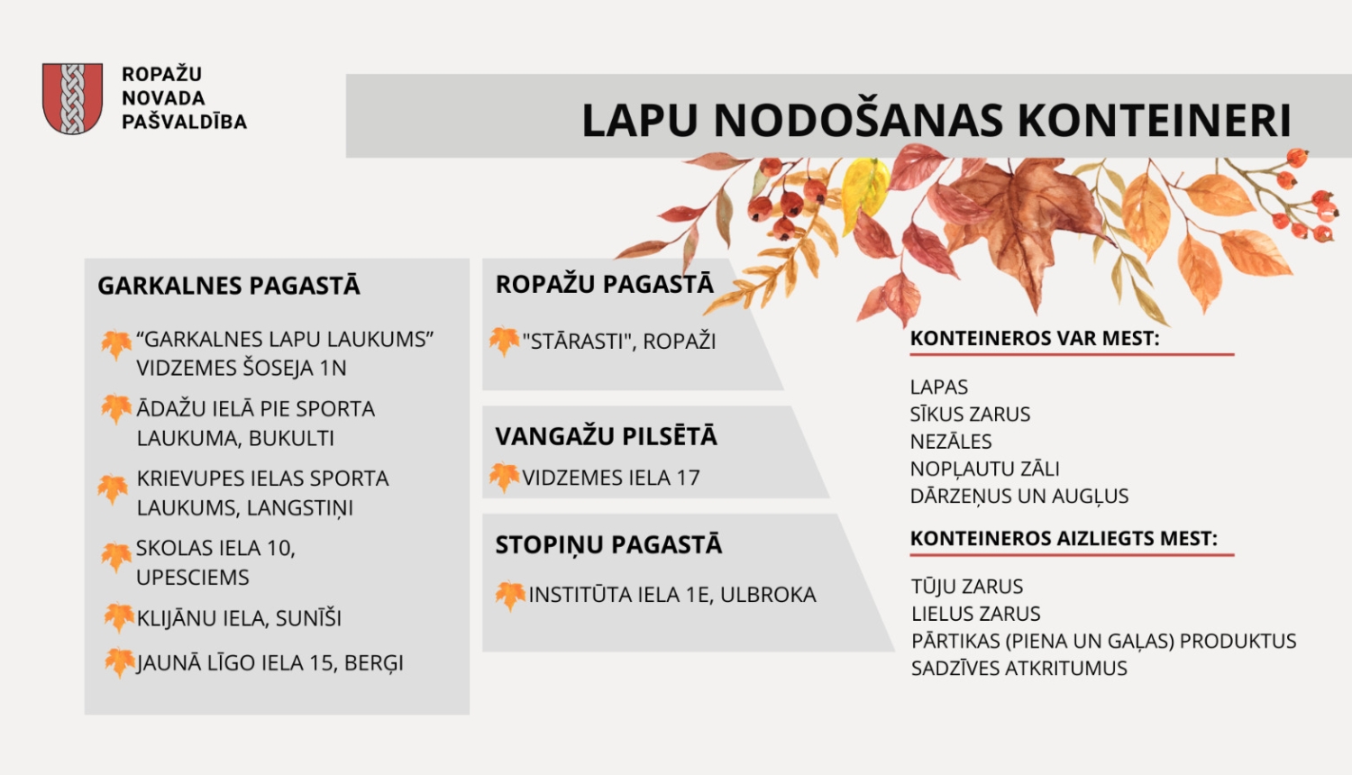 Bezmaksas lapu nodošana Ropažu novadā, afiša