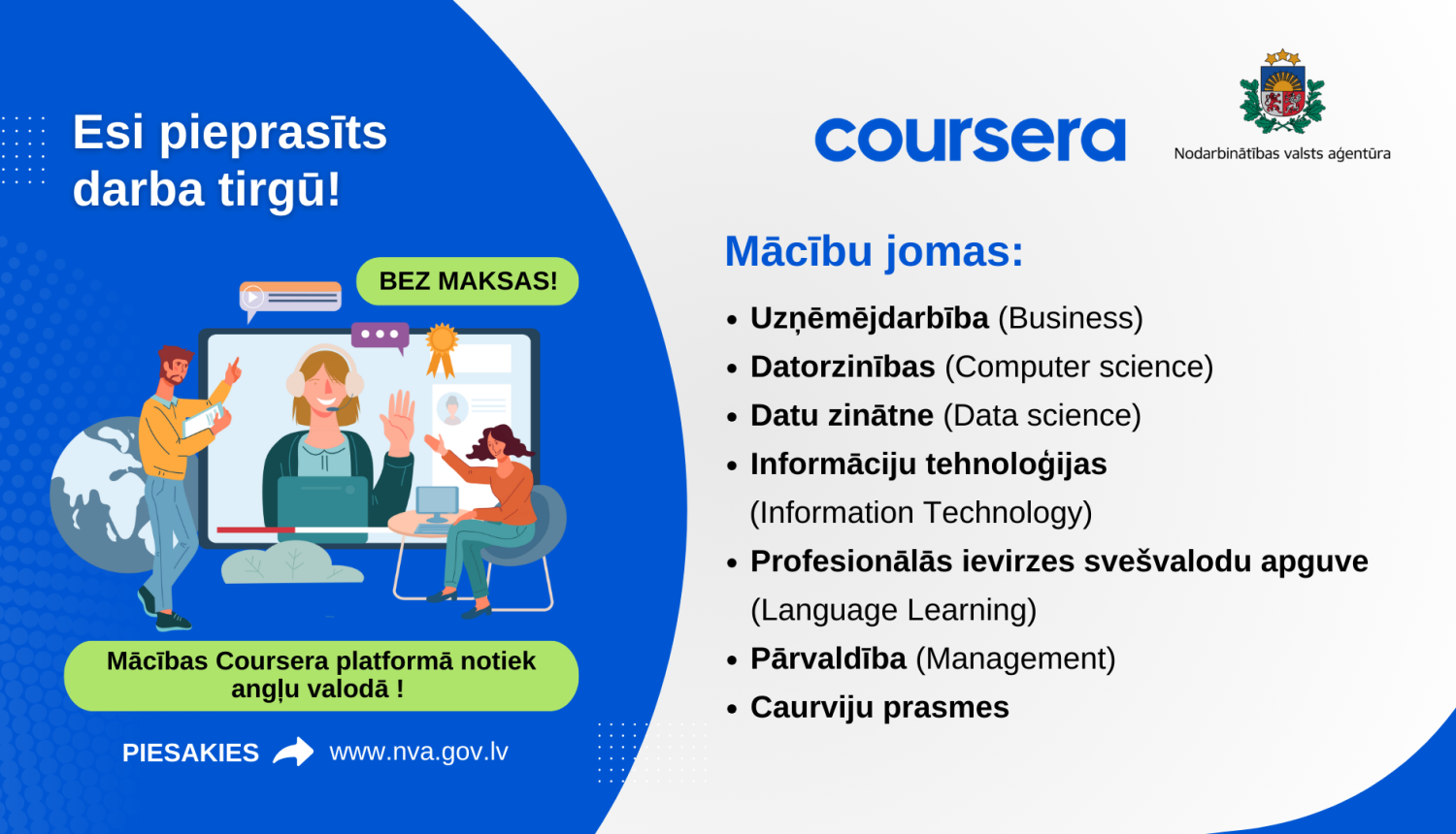 NVA un tiešsaistes kursu platformu “Coursera”