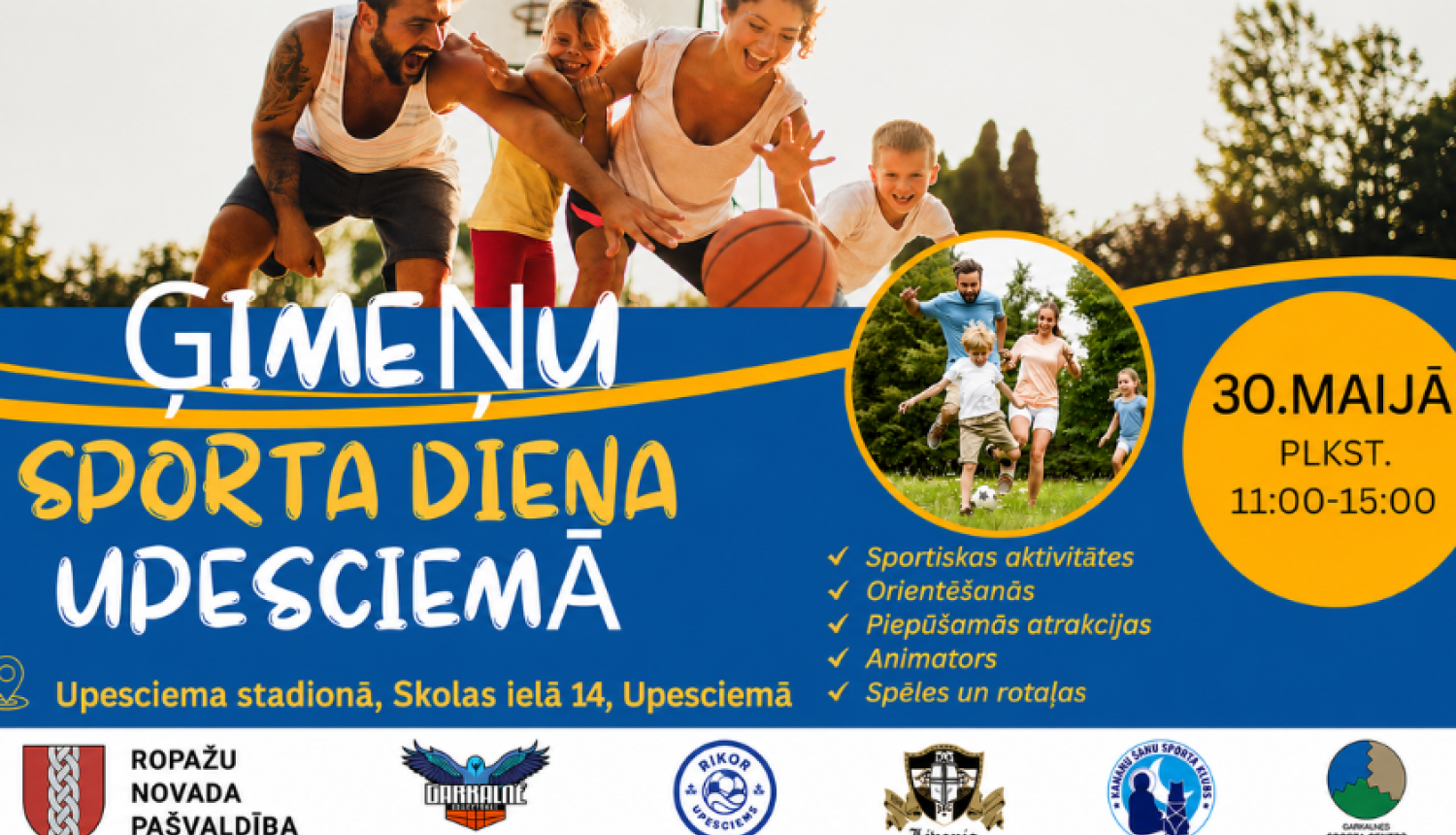 Ģimenes sporta diena Upesciemā, afiša