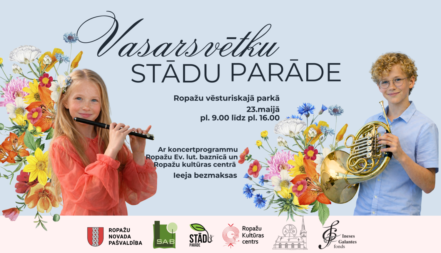 Vasarsvētku stādu parāde 23. maijā Ropažos, afiša