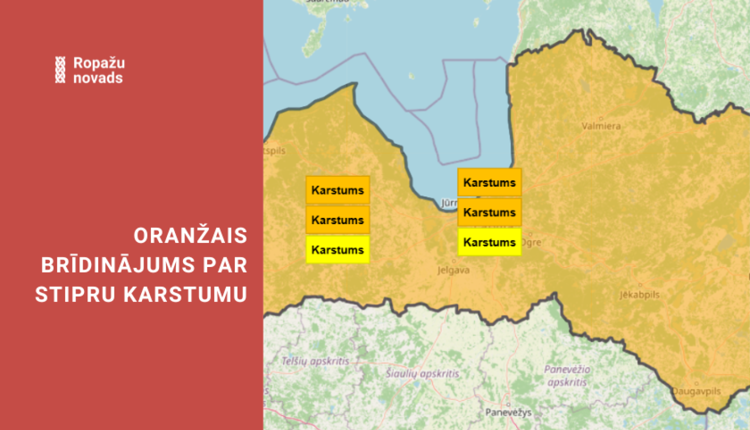 oranžais brīdinājums par stipru karstumu