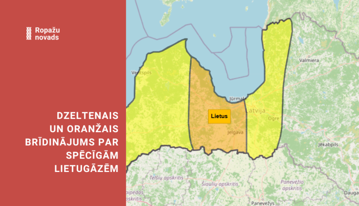 dzeltenais un oranžais brīdinājums par spēcīgu lietu