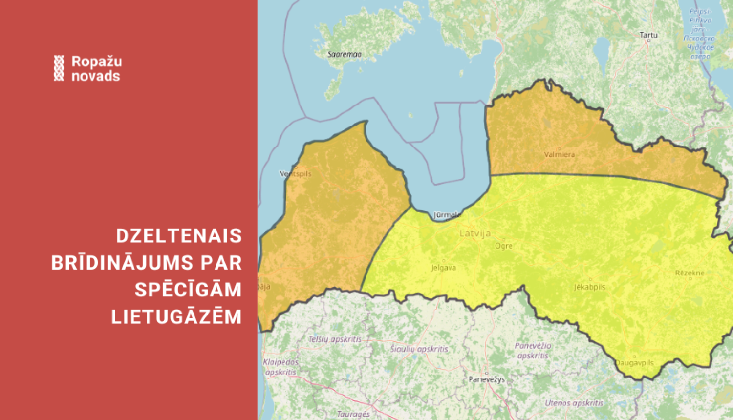 dzeltenais brīdinājums par spēcīgu negaisu
