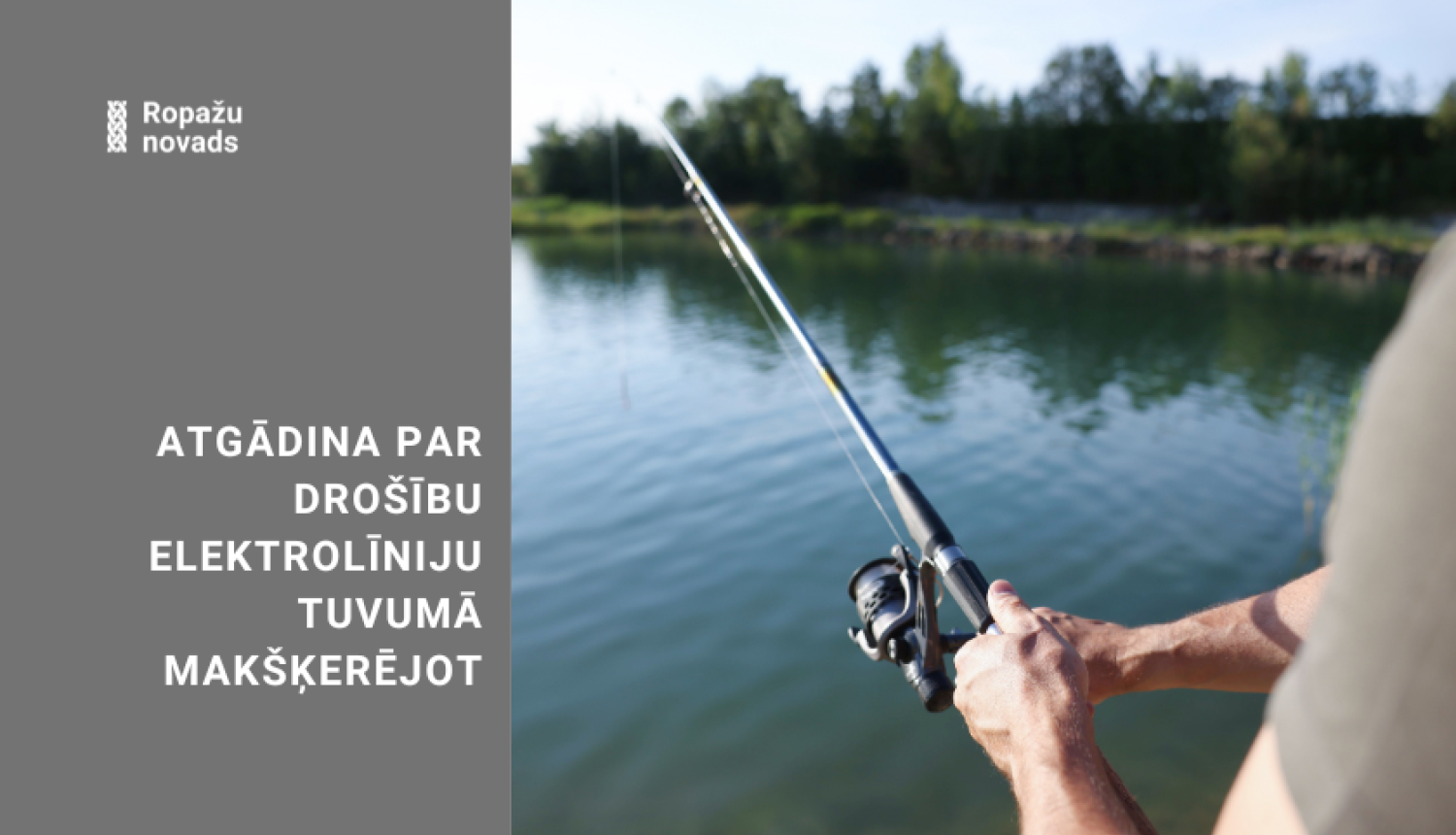 makšķerēšana ezerā, vīrietis tur makšķeres kātu